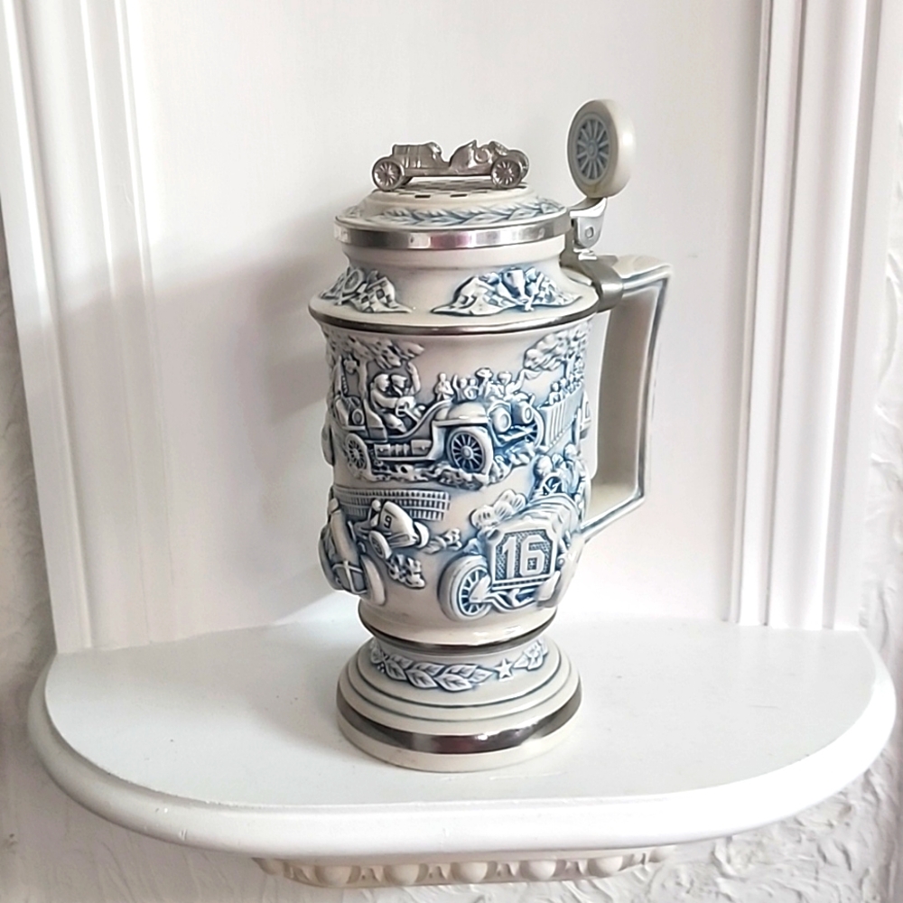 Avon Beautiful Racing Car Beer Stein, Handcrafted In Brazil in 1989.